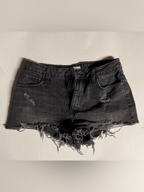 Forever 21 Black Distressed Denim Jean Shorts
